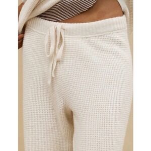Aerie Joggers Womens XS Short Cream Cotton Waffle Knit‎ Lounge Pants Minimalist
